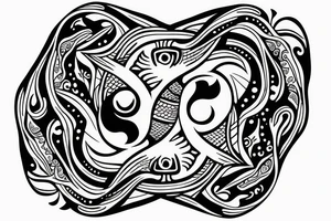 ying yang kio fish for around knee cap tattoo idea