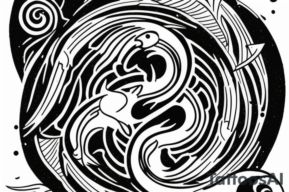 ying yang kio fish for around knee cap tattoo idea