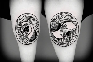 ying yang kio fish for around knee cap tattoo idea