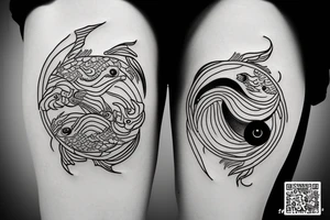 ying yang kio fish for around knee cap tattoo idea