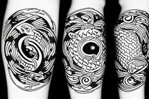 ying yang kio fish for around knee cap tattoo idea