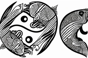 ying yang kio fish for around knee cap tattoo idea