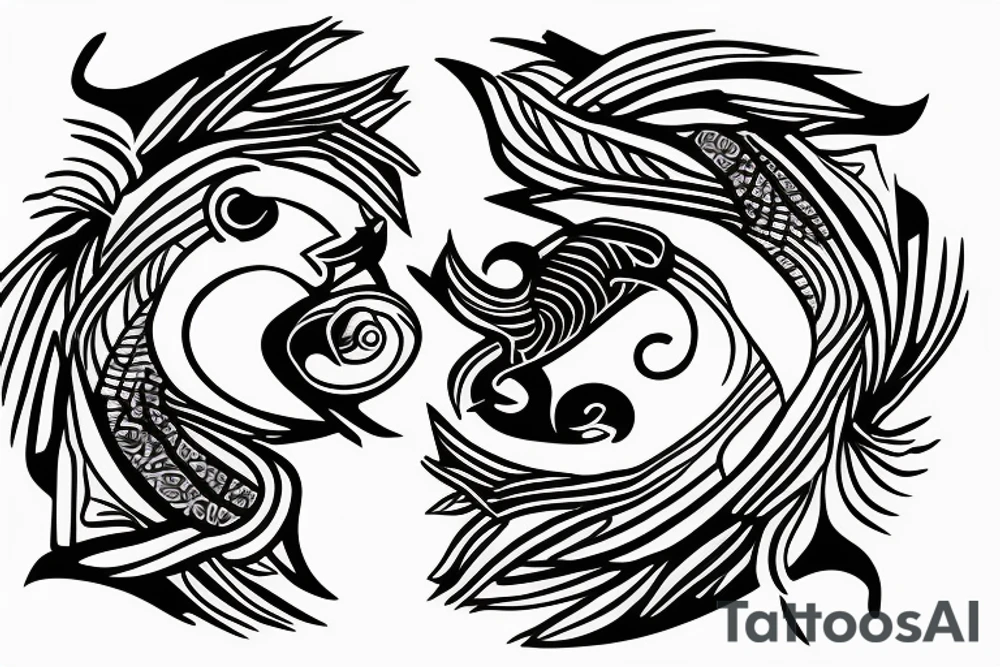 ying yang kio fish for around knee cap tattoo idea
