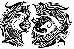 ying yang kio fish for around knee cap tattoo idea