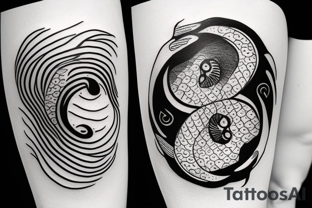 ying yang kio fish for around knee cap tattoo idea