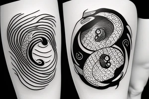 ying yang kio fish for around knee cap tattoo idea