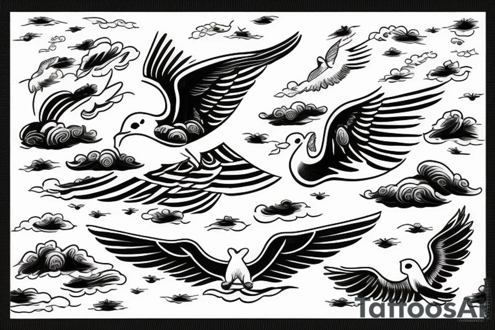 flying dove over sea. sunset. sun rays. "freedom" written in Russian tattoo idea