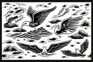 flying dove over sea. sunset. sun rays. "freedom" written in Russian tattoo idea