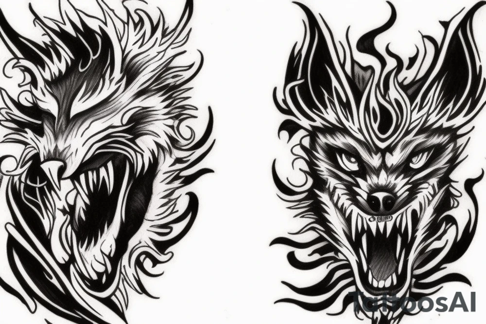 flame fenrir tattoo idea