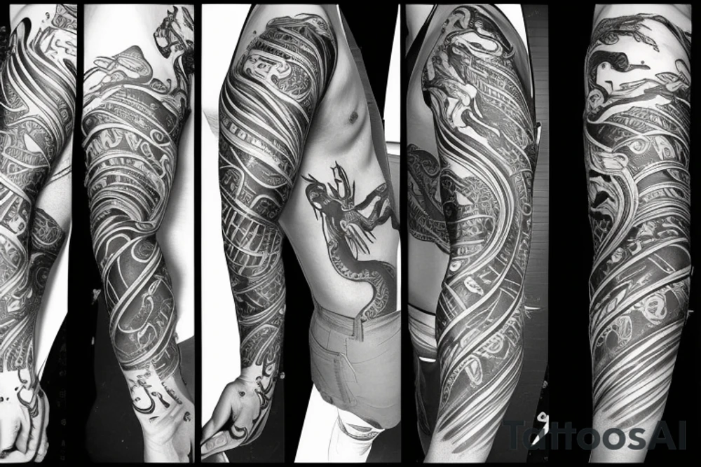 Realism arm sleeve Scorpio tattoo tattoo idea