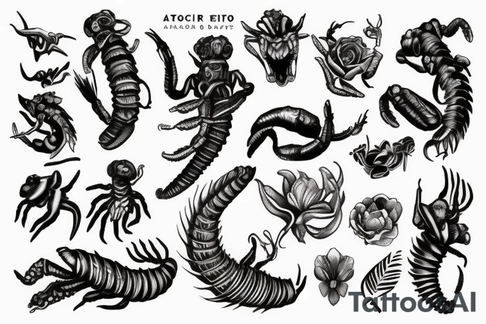 Realism arm sleeve Scorpio tattoo tattoo idea