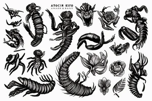 Realism arm sleeve Scorpio tattoo tattoo idea
