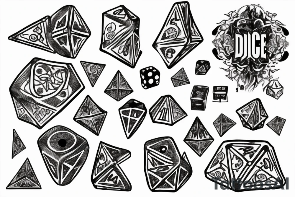 Drawing of dice the words paradice below tattoo idea