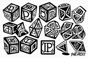 Drawing of dice the words paradice below tattoo idea