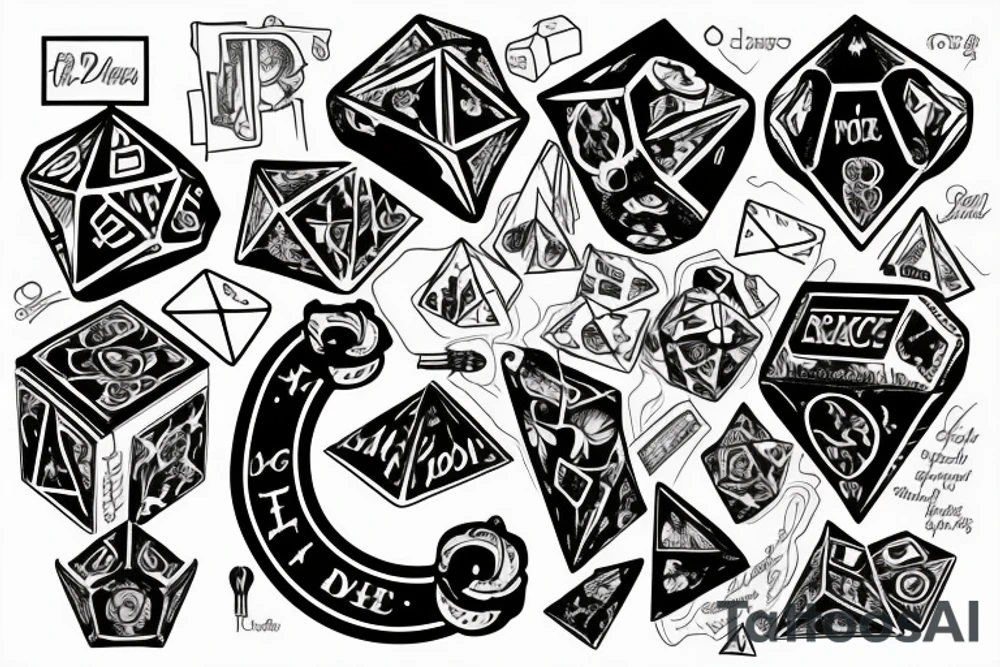 Drawing of dice the words paradice below tattoo idea