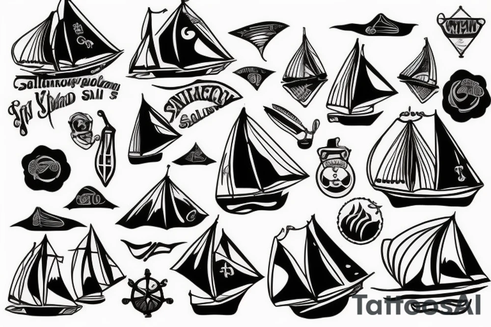 Ship with sails tattoo idea