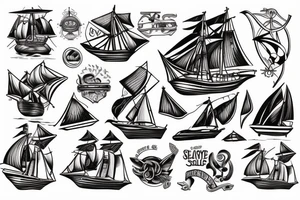 Ship with sails tattoo idea