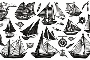 Ship with sails tattoo idea