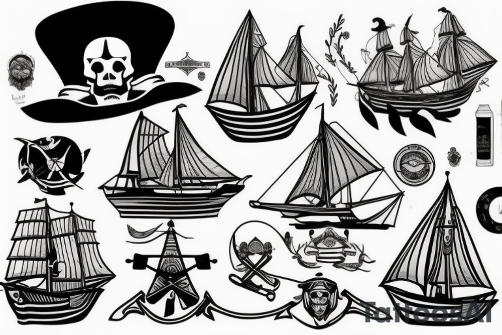 Ship with sails tattoo idea