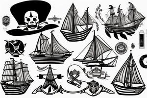 Ship with sails tattoo idea