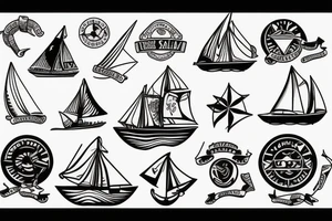 Ship with sails and flags tattoo idea