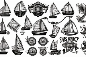 Ship with sails and flags tattoo idea