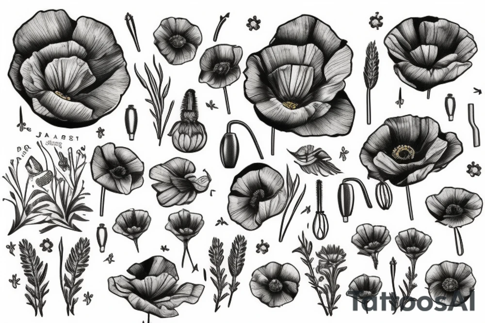 Golden poppy tattoo idea