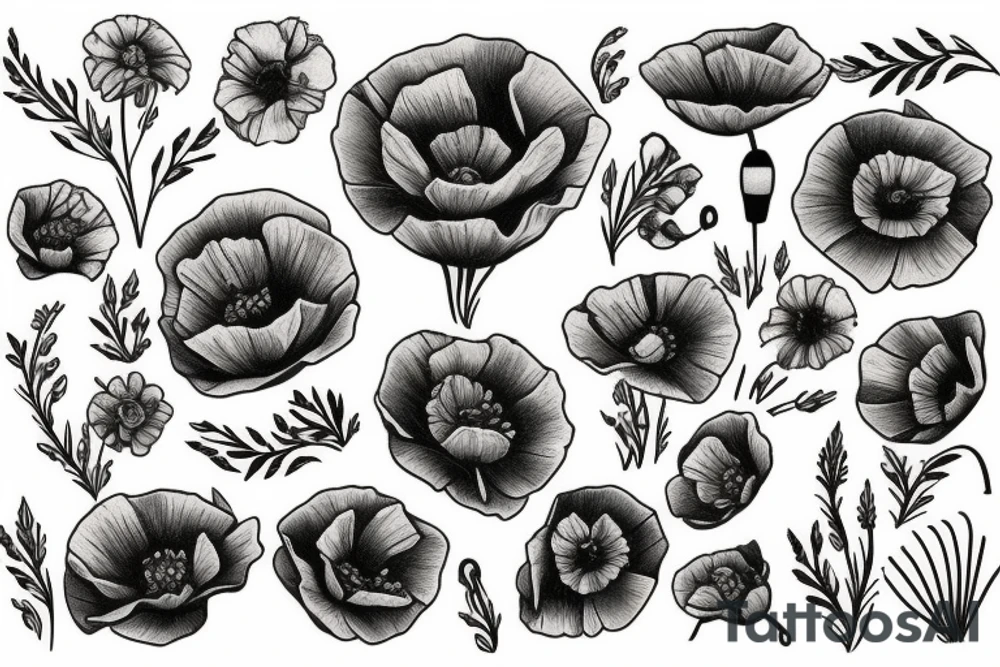 Golden poppy tattoo idea