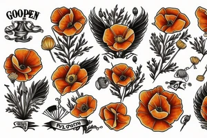 Golden poppy tattoo idea