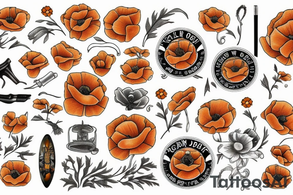 Golden poppy tattoo idea
