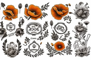 Golden poppy redwood tree tattoo idea