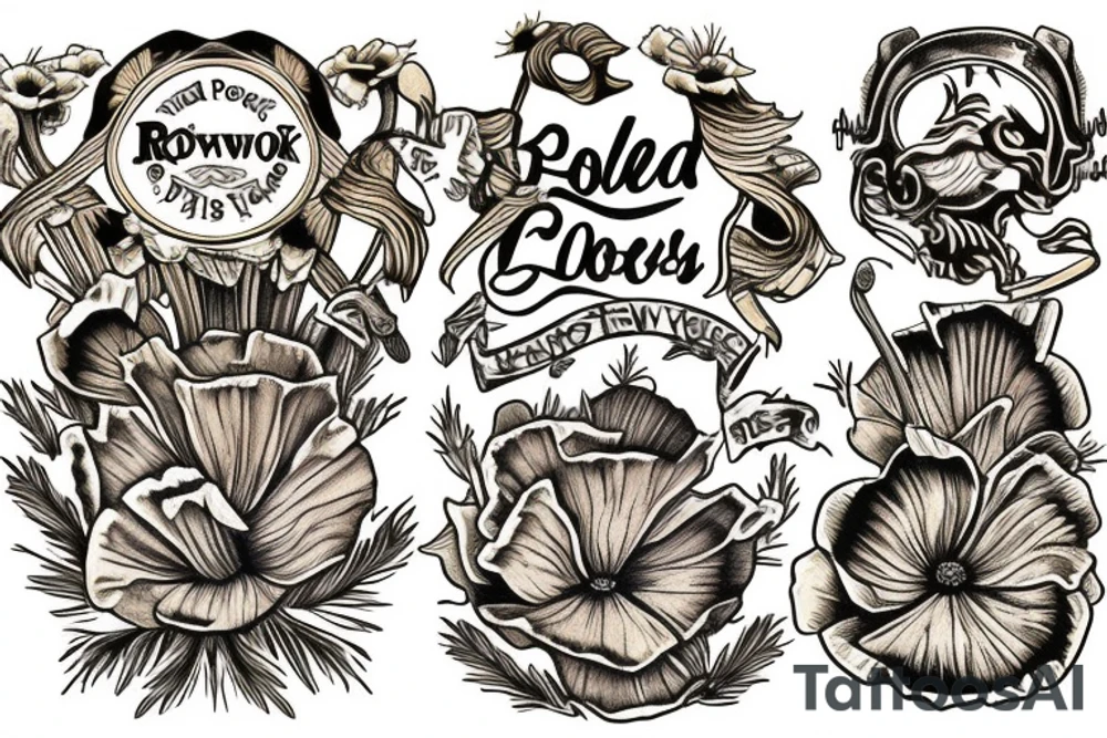Golden poppy redwood tree tattoo idea