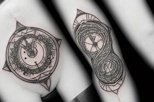 infinite 8 shaped hourglass with sand falling from both sides tattoo idea