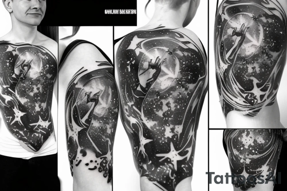 galaxy with angels tattoo idea