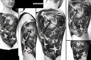 galaxy with angels tattoo idea