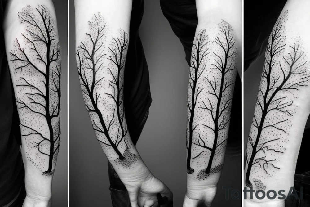 big strong tree no leaves tattoo idea