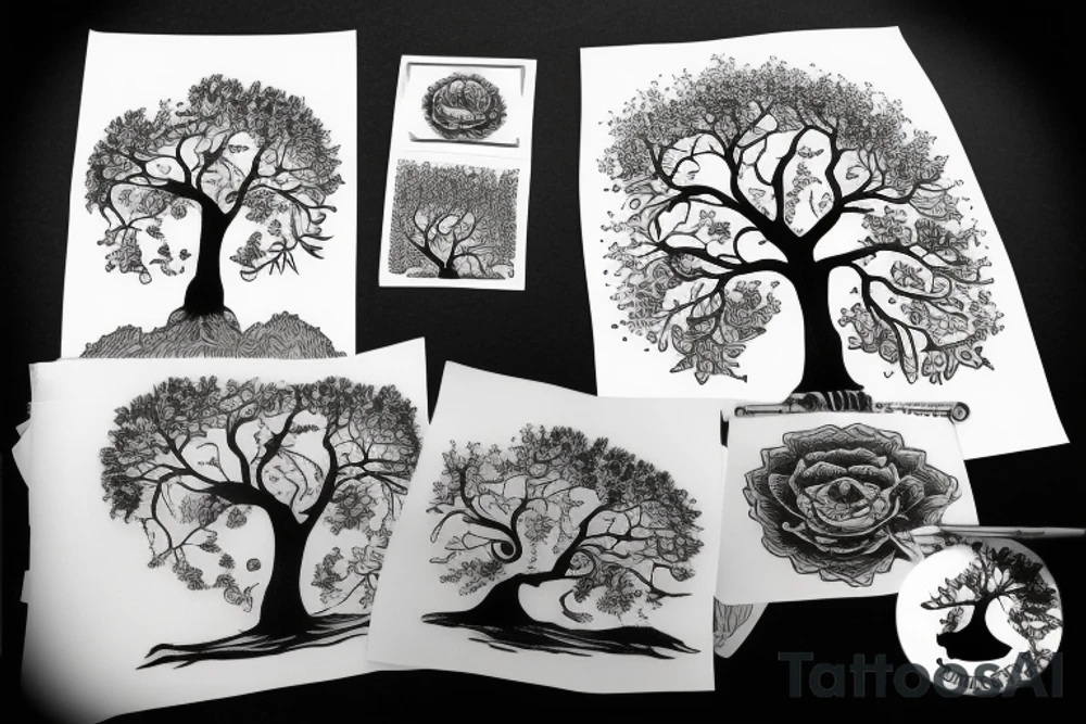 big strong tree no leaves tattoo idea