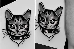 cat with glass of wine tattoo idea