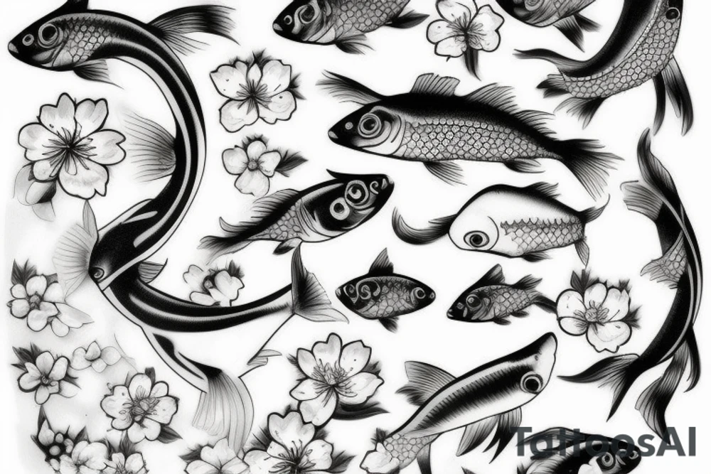 cherry blossom fish koi tattoo idea