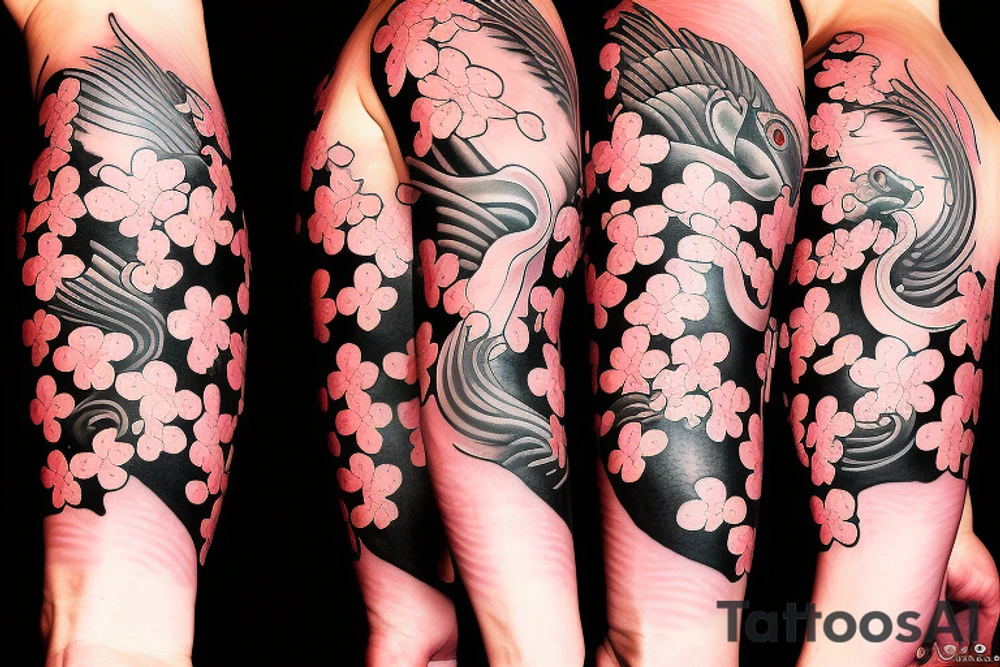 cherry blossom fish koi tattoo idea