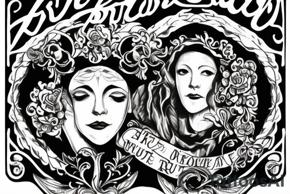 Renaissance picture with text “trust no one” tattoo idea