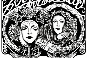 Renaissance picture with text “trust no one” tattoo idea