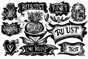 Renaissance picture with text “trust no one” tattoo idea