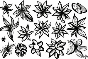 Stars, Hawaiian flower, tattoo idea