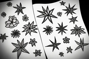 Stars, Hawaiian flower, tattoo idea