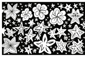 Stars, Hawaiian flower, tattoo idea
