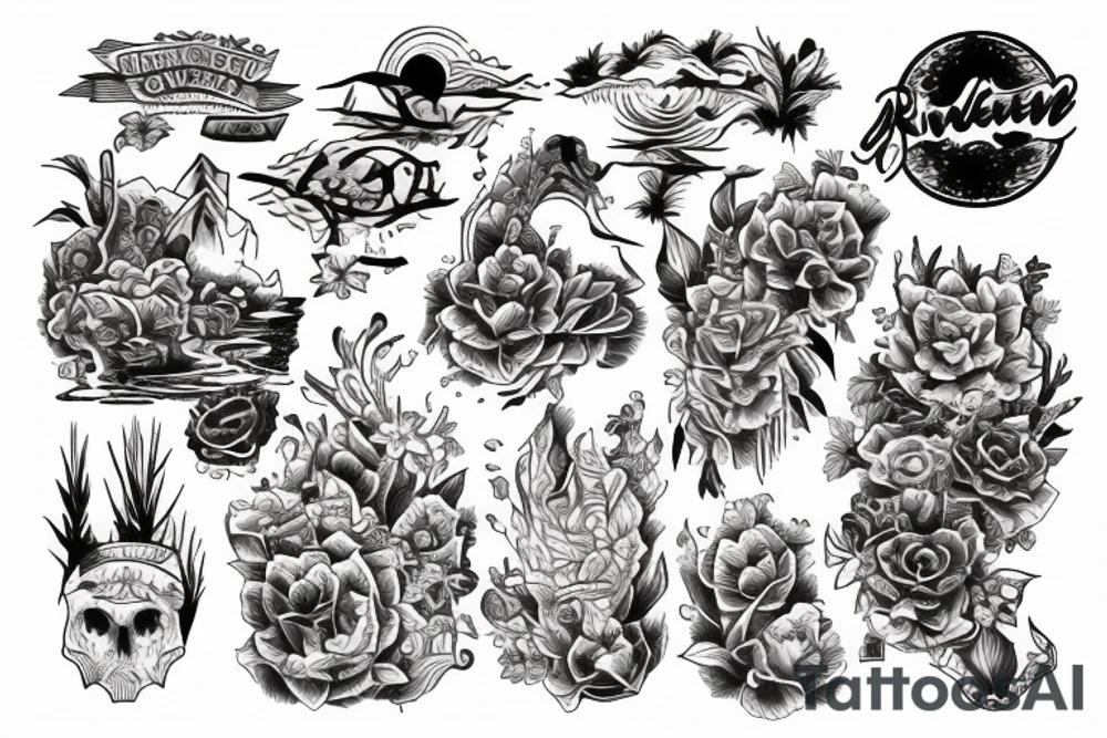 River oasis during a sunset tattoo idea