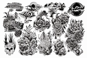 River oasis during a sunset tattoo idea