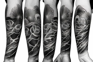 Oasis during a sunset tattoo idea