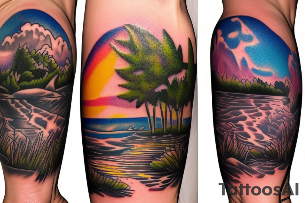 River Oasis during a sunset tattoo idea